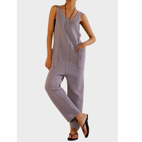 Free People Pants - FP Beach Free People Hailee Sleeveless Cotton Wisteria Jumpsuit w/ Pockets XL